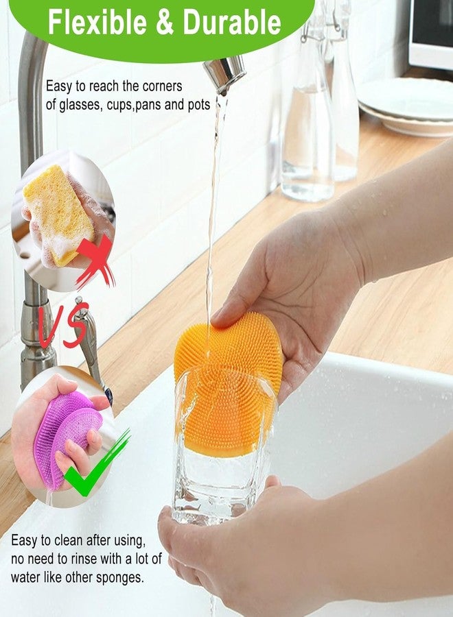 Scribify Silicone Sponge Dish Brush Food Grade BPA Free Reusable Rubber Sponges Dishwasher Safe and Dry Fast for Kitchen Dish Dishes Fruits Vegetables Washing and Cleaning Pack of 12 - Image 4